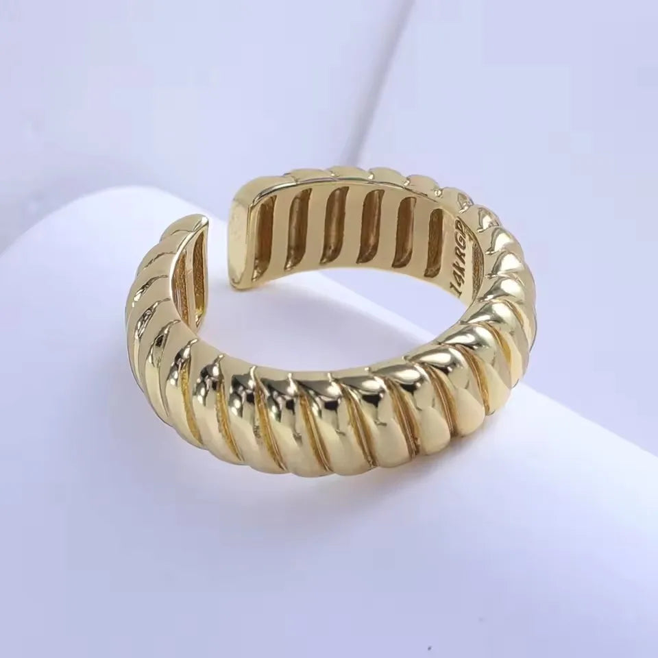 Silver Arched Wide Geometric Punk Ring