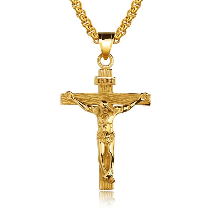 Stainless Steel Jesus Cross Necklace for Men