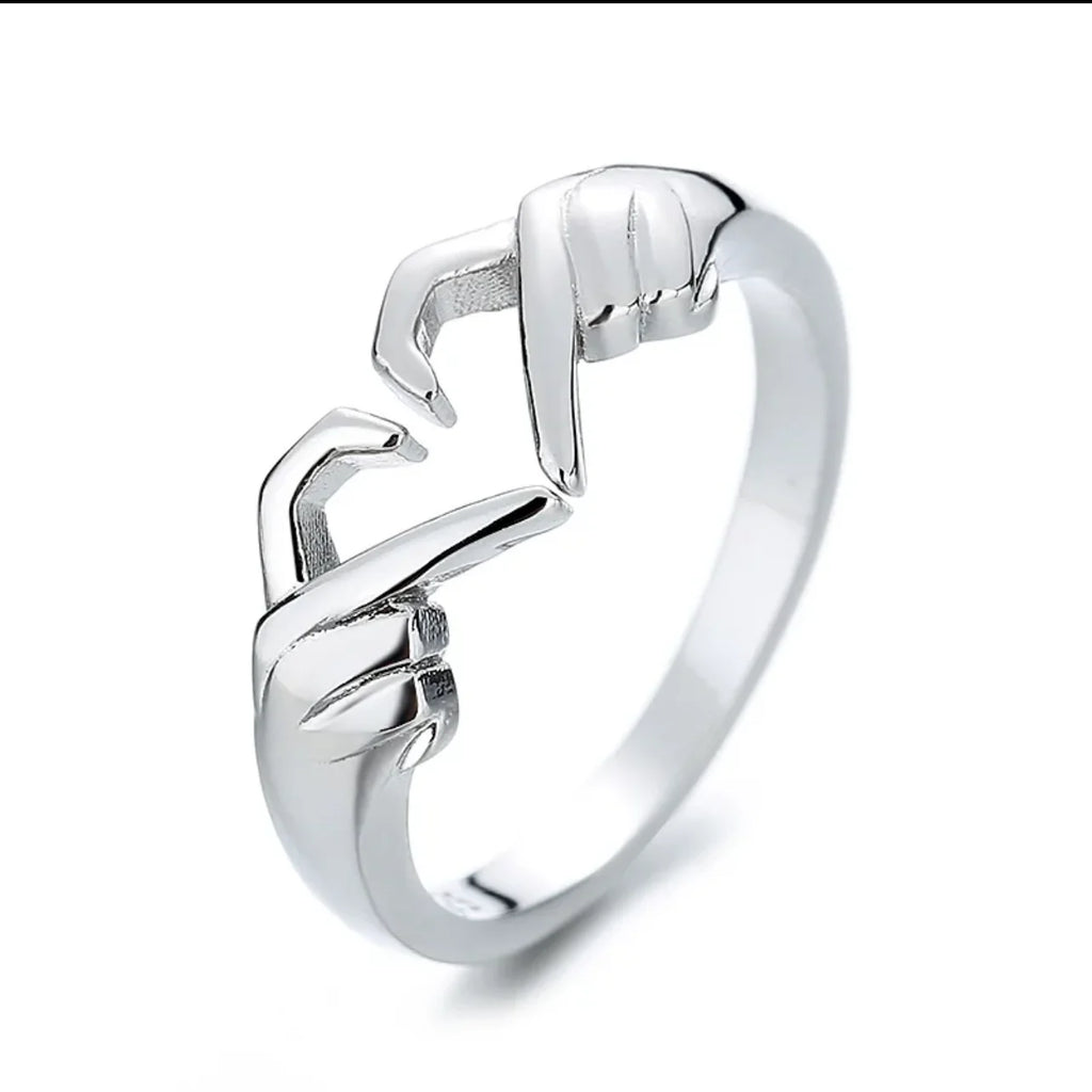 925 Silver Adjustable Open Heart Ring