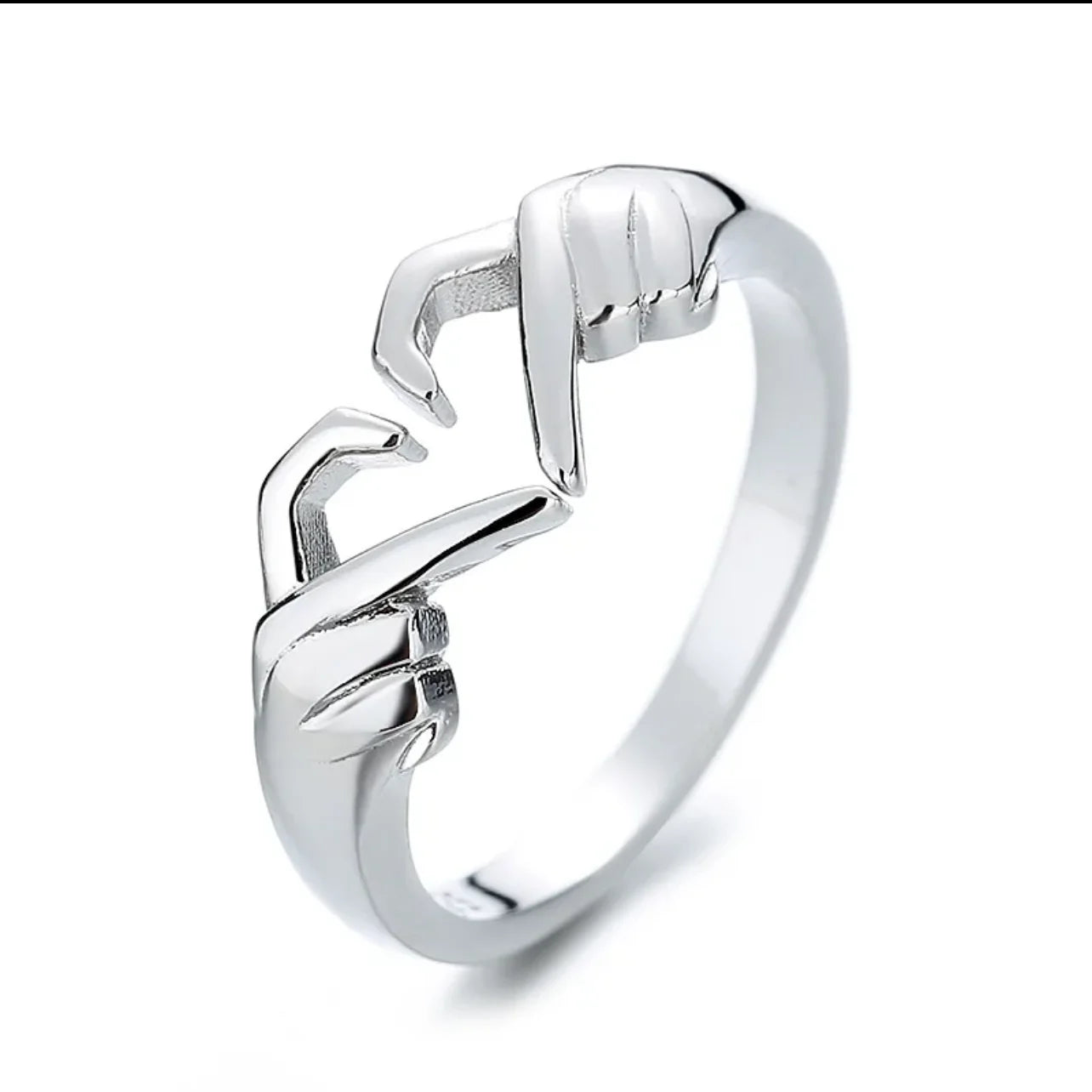 925 Silver Adjustable Open Heart Ring