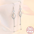 Silver Tassel Diamond Zircon Long Earrings