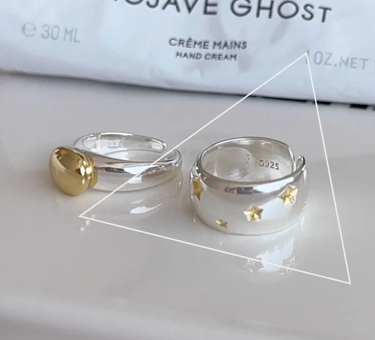 Silver Arched Wide Geometric Punk Ring