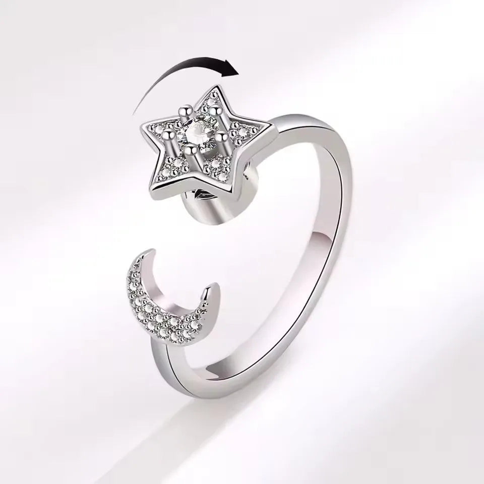 925 Silver Sunflower and Bee Rotating Zircon Ring