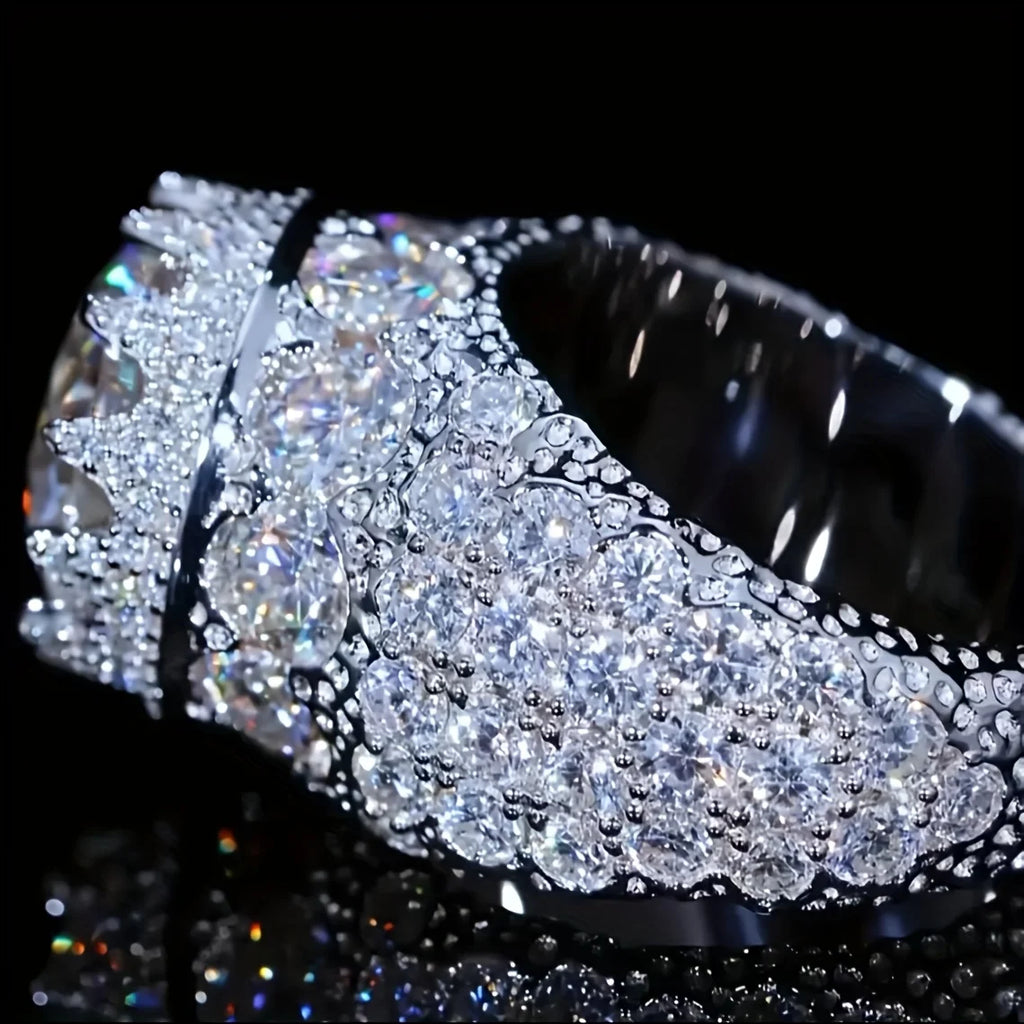 Icy Round Zircon Crown Ring – Sterling Silver 925