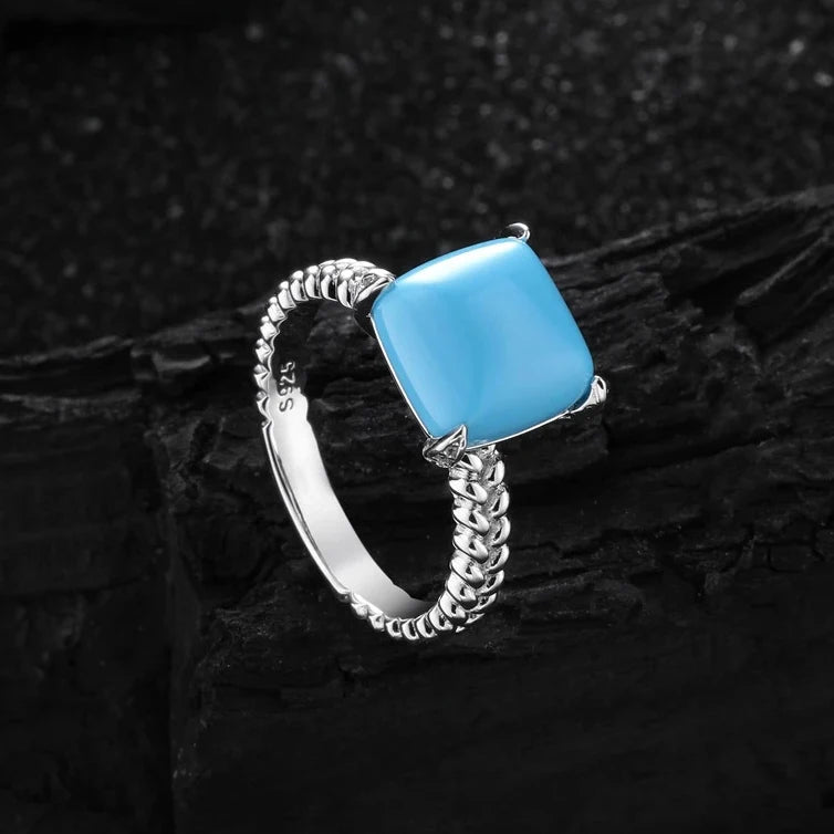 925 Silver Topaz Ring for Women – Vintage Hollow Lace Design