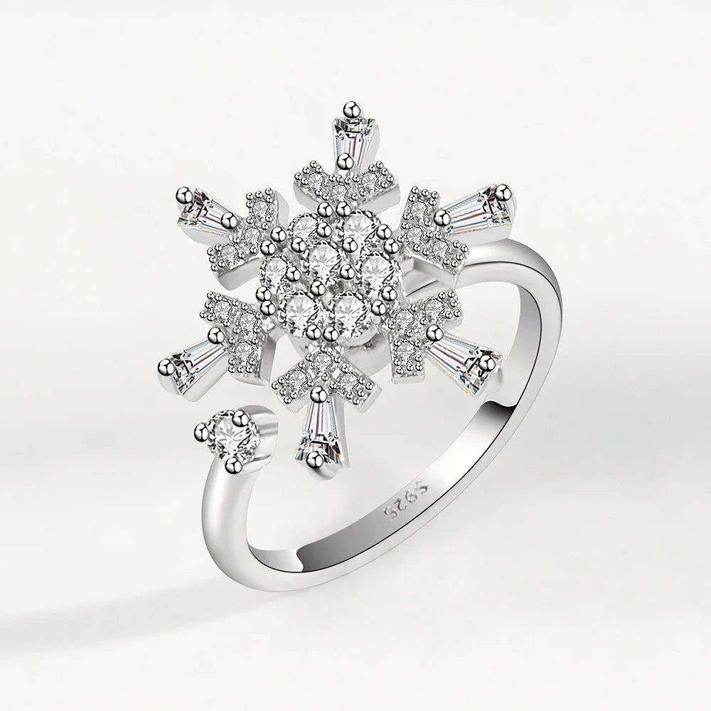 925 Silver Sunflower and Bee Rotating Zircon Ring