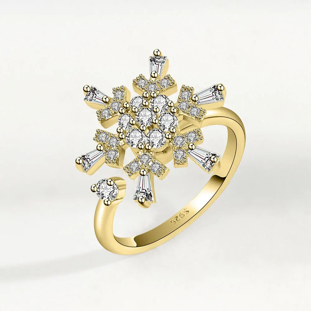 925 Silver Sunflower and Bee Rotating Zircon Ring