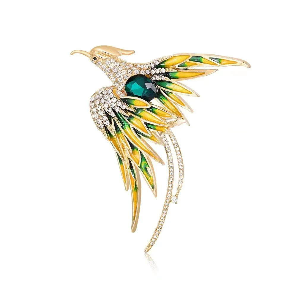 Exquisite phoenix brooch with sparkling stones for women's party
