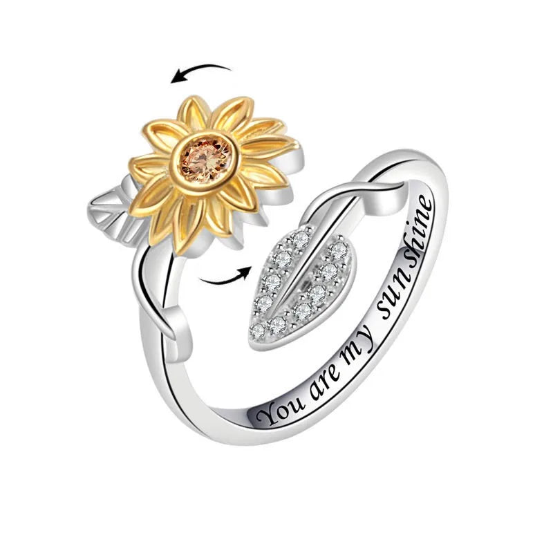 Sunflower crystal ring, anti-anxiety
