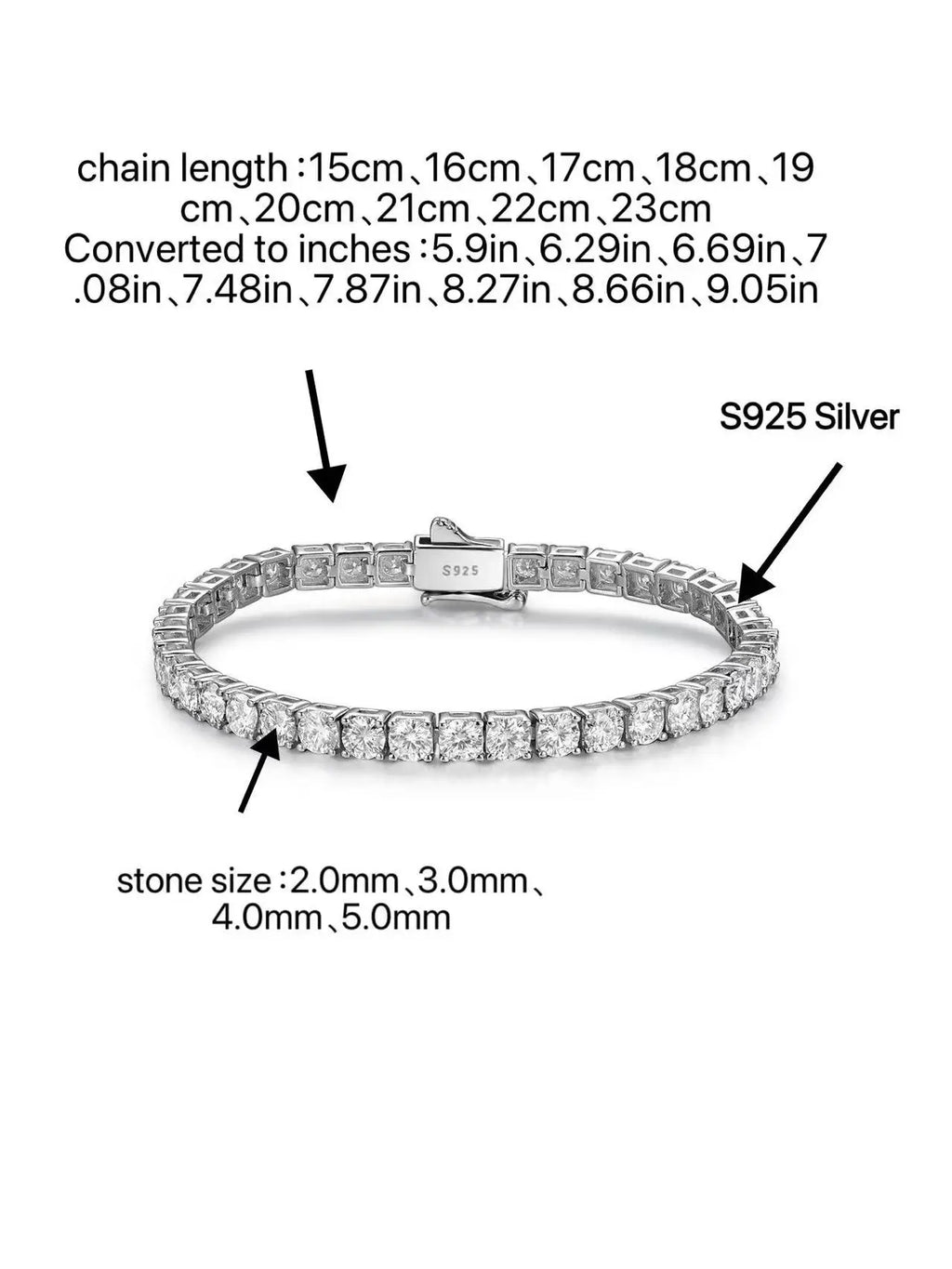 Lumina 2–5mm Moissanite Tennis Bracelet 18K Gold Plated S925 Silver