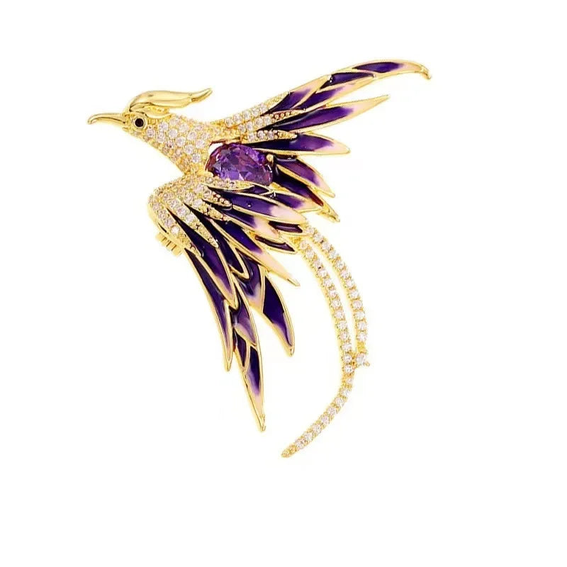 Exquisite phoenix brooch with sparkling stones for women's party