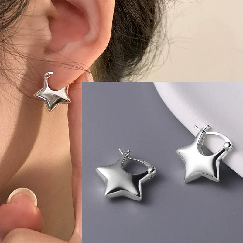 925 Silver Star Earring – Trendy Hip-Hop Style