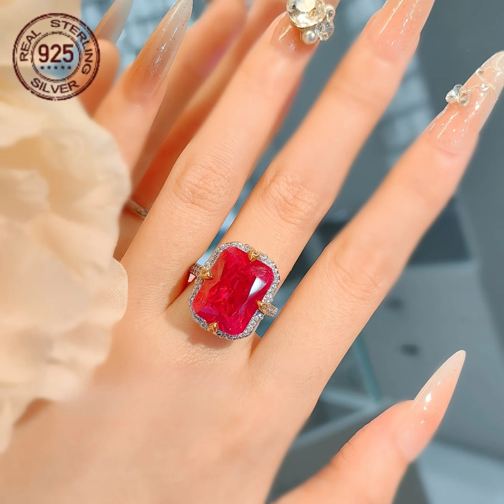Luxury 8ct Princess Zircon Ring for Women – 925 Silver Jewelry