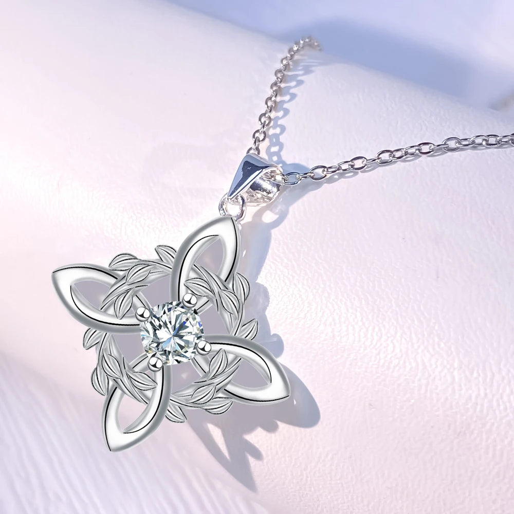 925 Thai Silver Witch Knot Necklace with Zircons