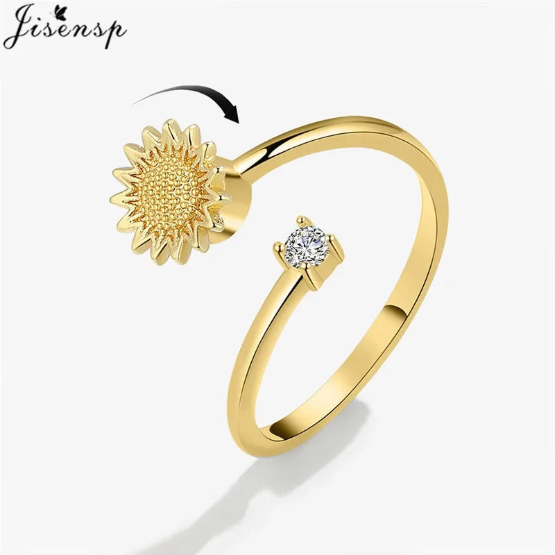 Sunflower crystal ring, anti-anxiety