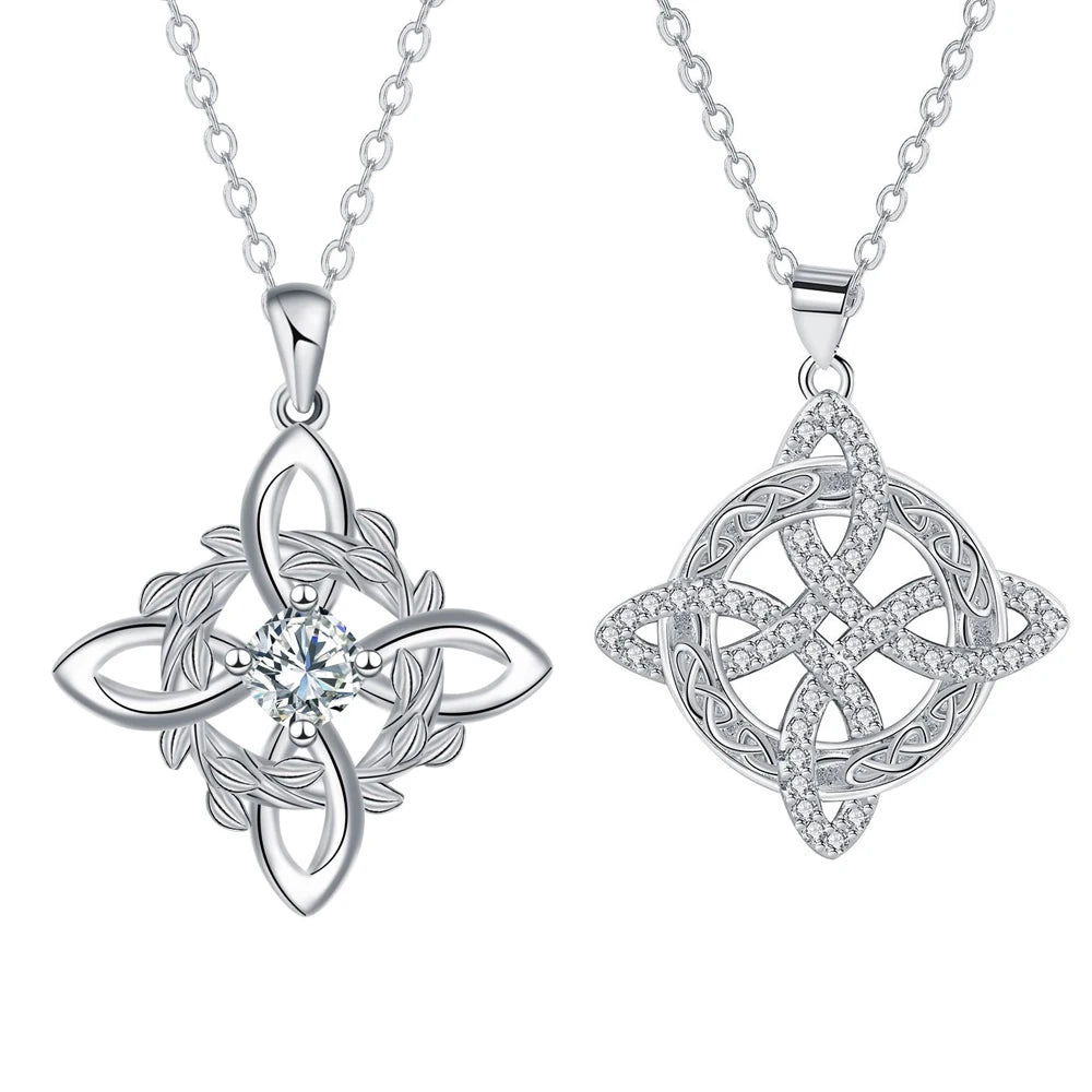 925 Thai Silver Witch Knot Necklace with Zircons