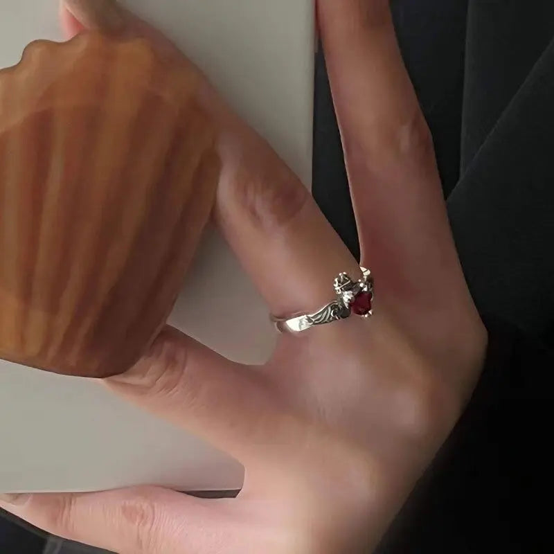 Silver Geometric Punk Ring