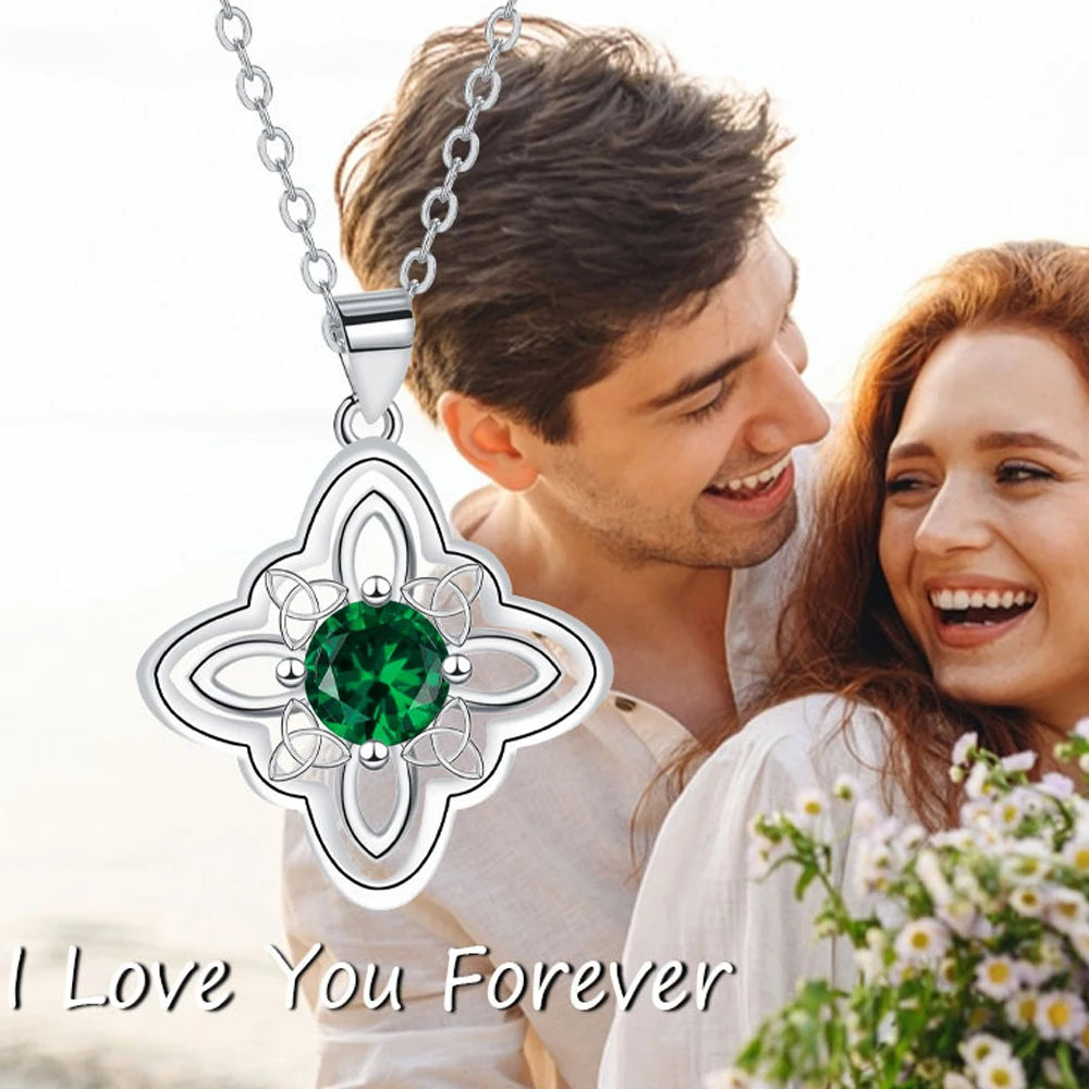 925 Thai Silver Witch Knot Necklace with Zircons