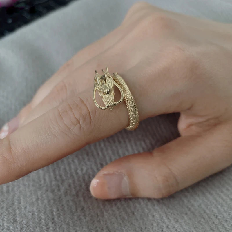 P925 Silver Dragon Punk Ring