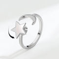 925 Silver Zircon Moon and Star Stress Relief Ring