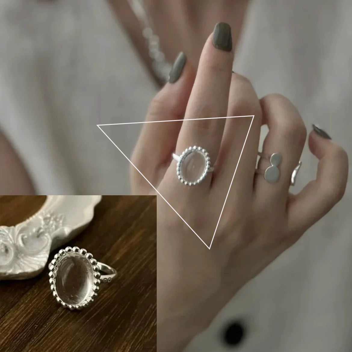 925 Silver Topaz Ring for Women – Vintage Hollow Lace Design