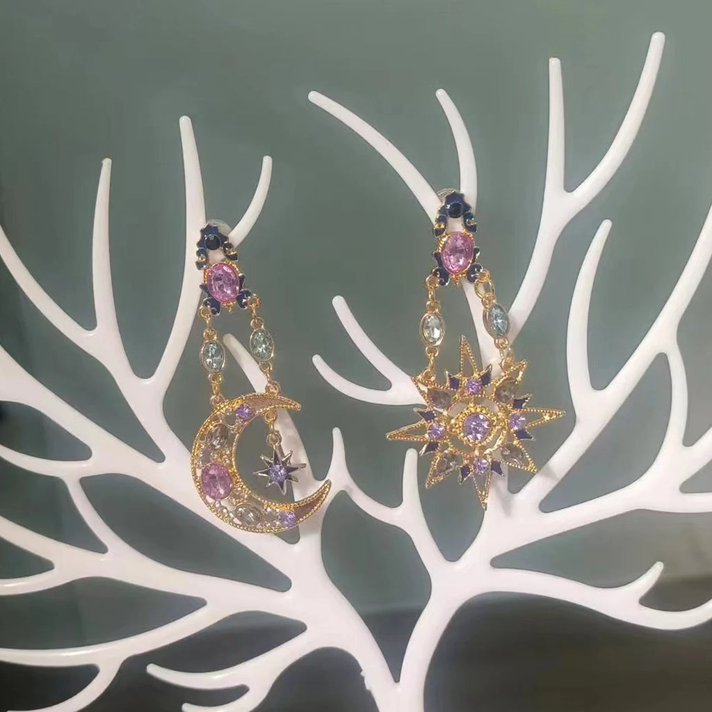 2 Star and Moon Earrings for Women