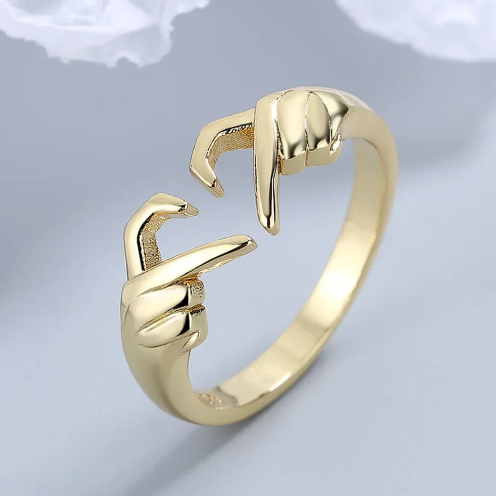 925 Silver Adjustable Open Heart Ring