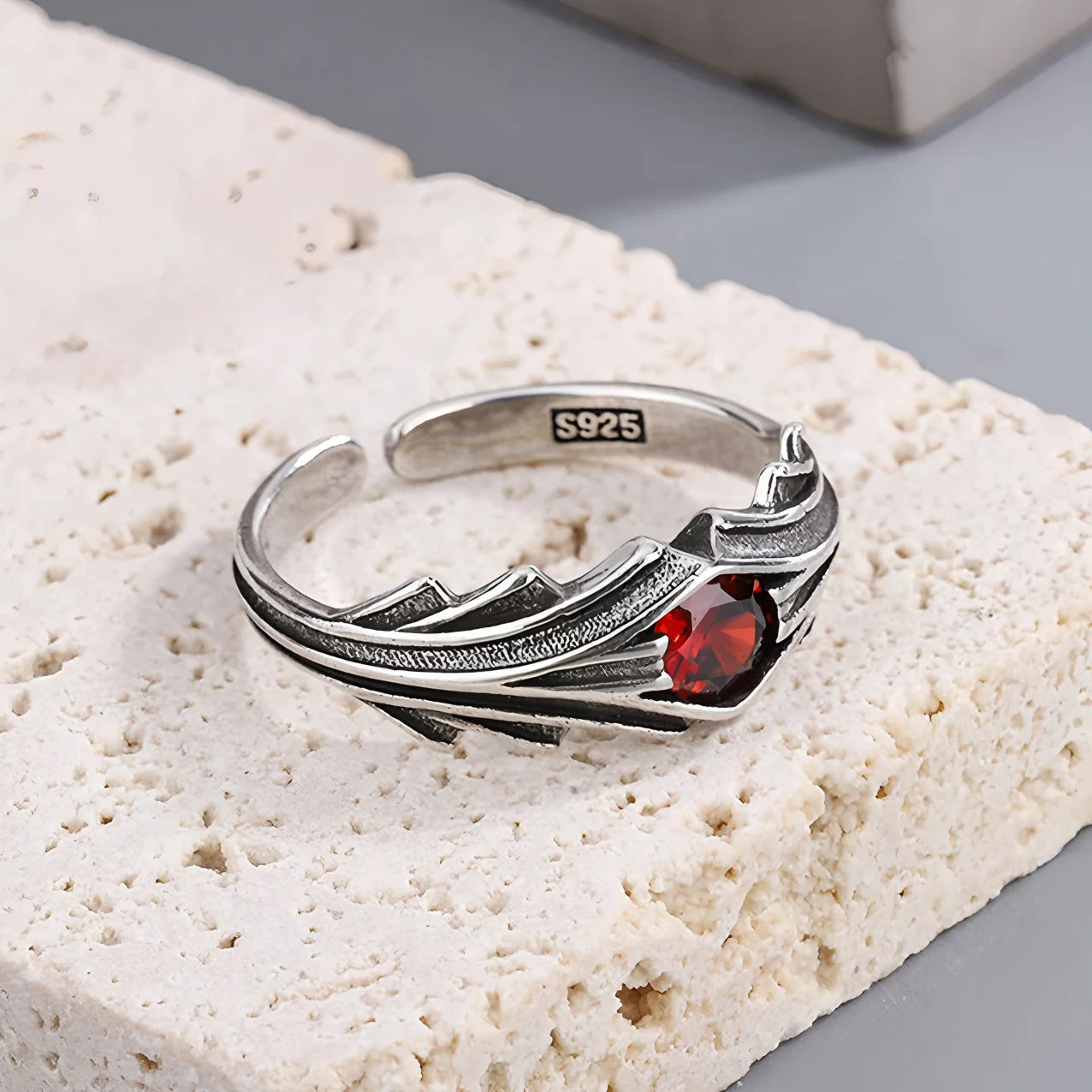 925 Silver Topaz Ring for Women – Vintage Hollow Lace Design