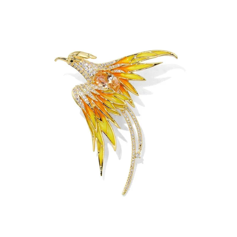 Exquisite phoenix brooch with sparkling stones for women's party